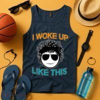 I Woke Up Like This Funny Emoji Smile Cool Face Tank Top thumb 4
