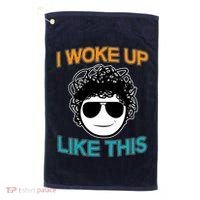 I Woke Up Like This Funny Emoji Smile Cool Face Golf Towel thumb 0