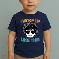 I Woke Up Like This Funny Emoji Smile Cool Face Toddler T-Shirt thumb 2