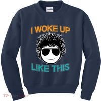 I Woke Up Like This Funny Emoji Smile Cool Face Kids Sweatshirt thumb 0