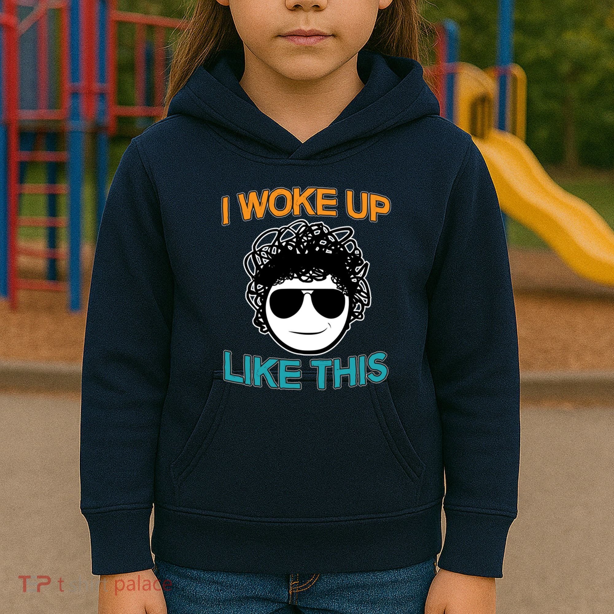 I Woke Up Like This Funny Emoji Smile Cool Face Kids Hoodie