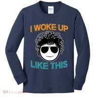 I Woke Up Like This Funny Emoji Smile Cool Face Kids Long Sleeve Shirt thumb 0