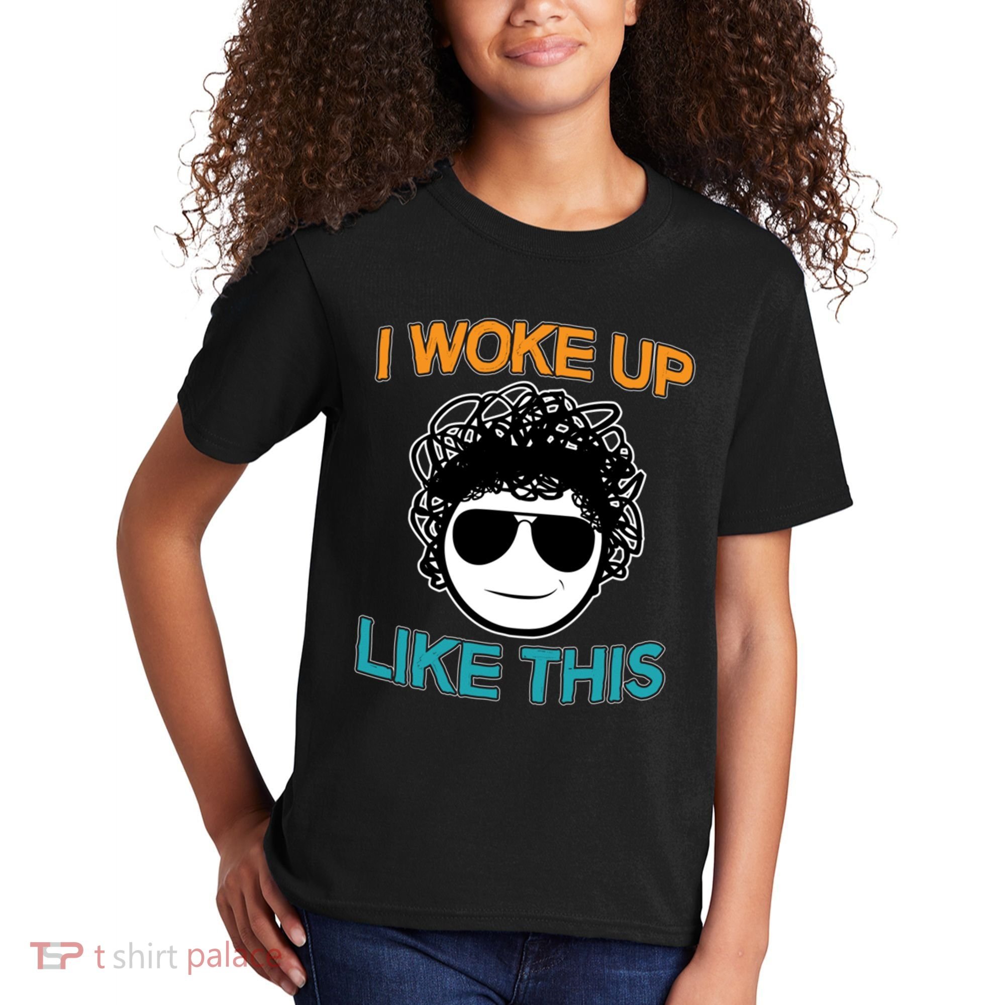 I Woke Up Like This Funny Emoji Smile Cool Face Kids T-Shirt
