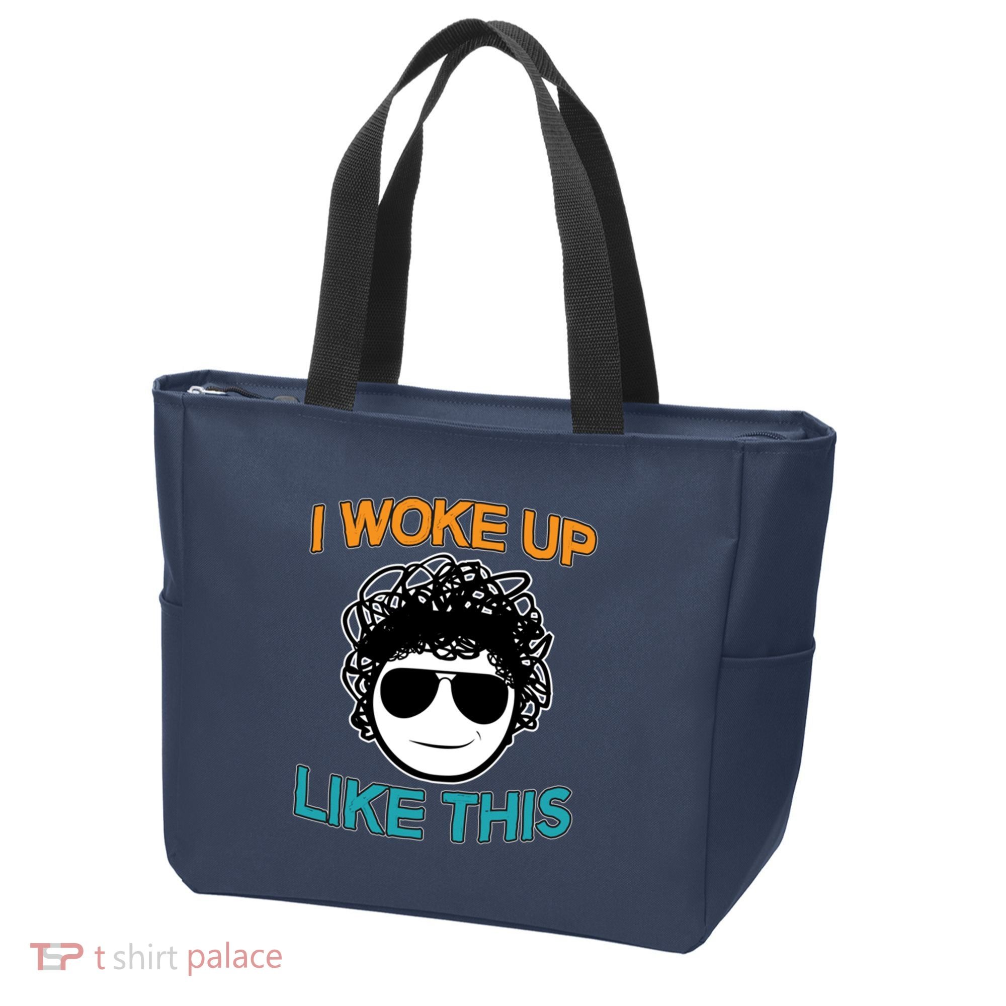 I Woke Up Like This Funny Emoji Smile Cool Face Tote Bag
