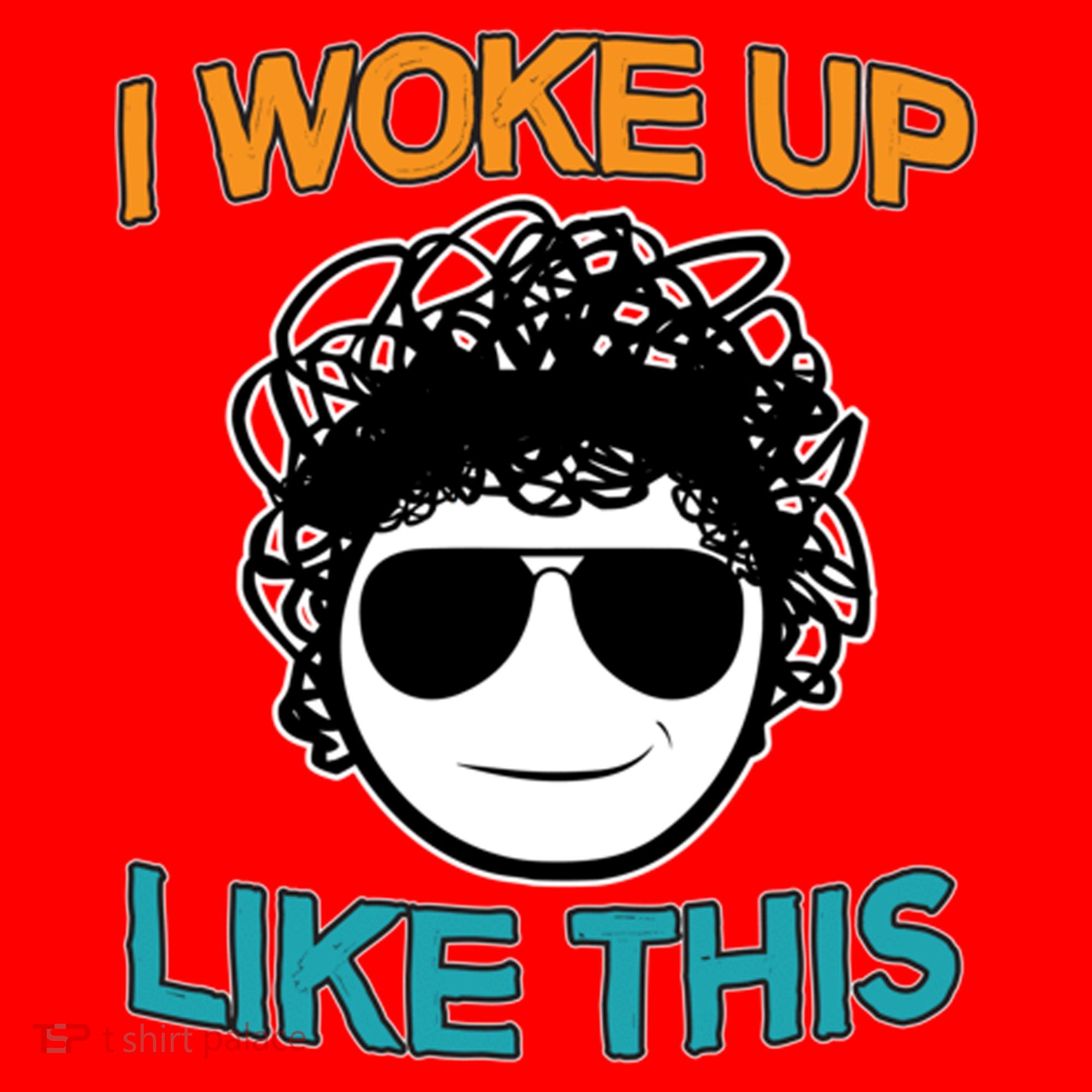 I Woke Up Like This Funny Emoji Smile Cool Face Santa Hat