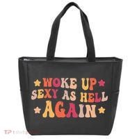 I Woke Up Sexy As Hell Again Funny Sarcastic  Saying Tote Bag thumb 0