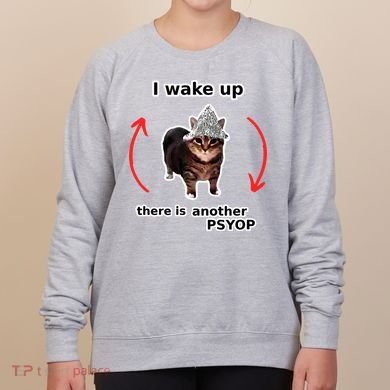 I Wake Up There Is Another Psyop Tin Foil Hat Cat Meme Women's Sweatshirt