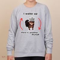 I Wake Up There Is Another Psyop Tin Foil Hat Cat Meme Women's Sweatshirt thumb 0