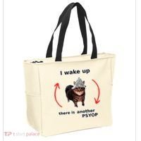 I Wake Up There Is Another Psyop Tin Foil Hat Cat Meme Tote Bag thumb 2