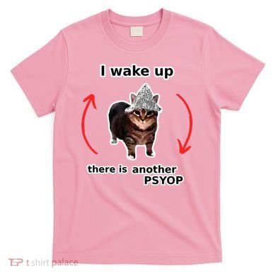 I Wake Up There Is Another Psyop Tin Foil Hat Cat Meme T-Shirt