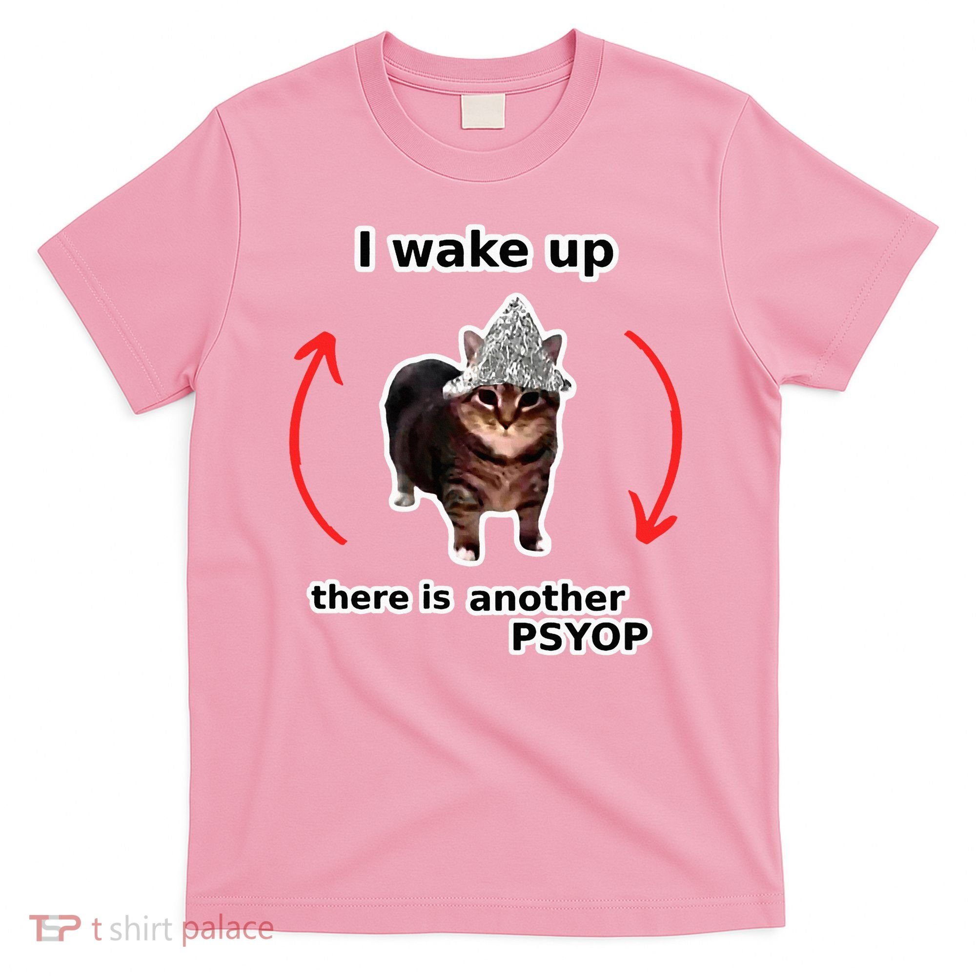 I Wake Up There Is Another Psyop Tin Foil Hat Cat Meme T-Shirt