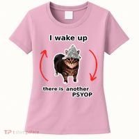 I Wake Up There Is Another Psyop Tin Foil Hat Cat Meme Women's T-Shirt thumb 0