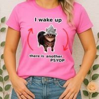 I Wake Up There Is Another Psyop Tin Foil Hat Cat Meme Women's T-Shirt thumb 2