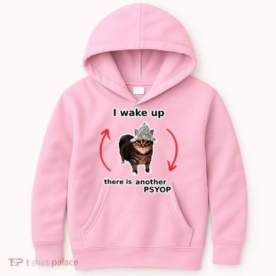 I Wake Up There Is Another Psyop Tin Foil Hat Cat Meme Kids Hoodie