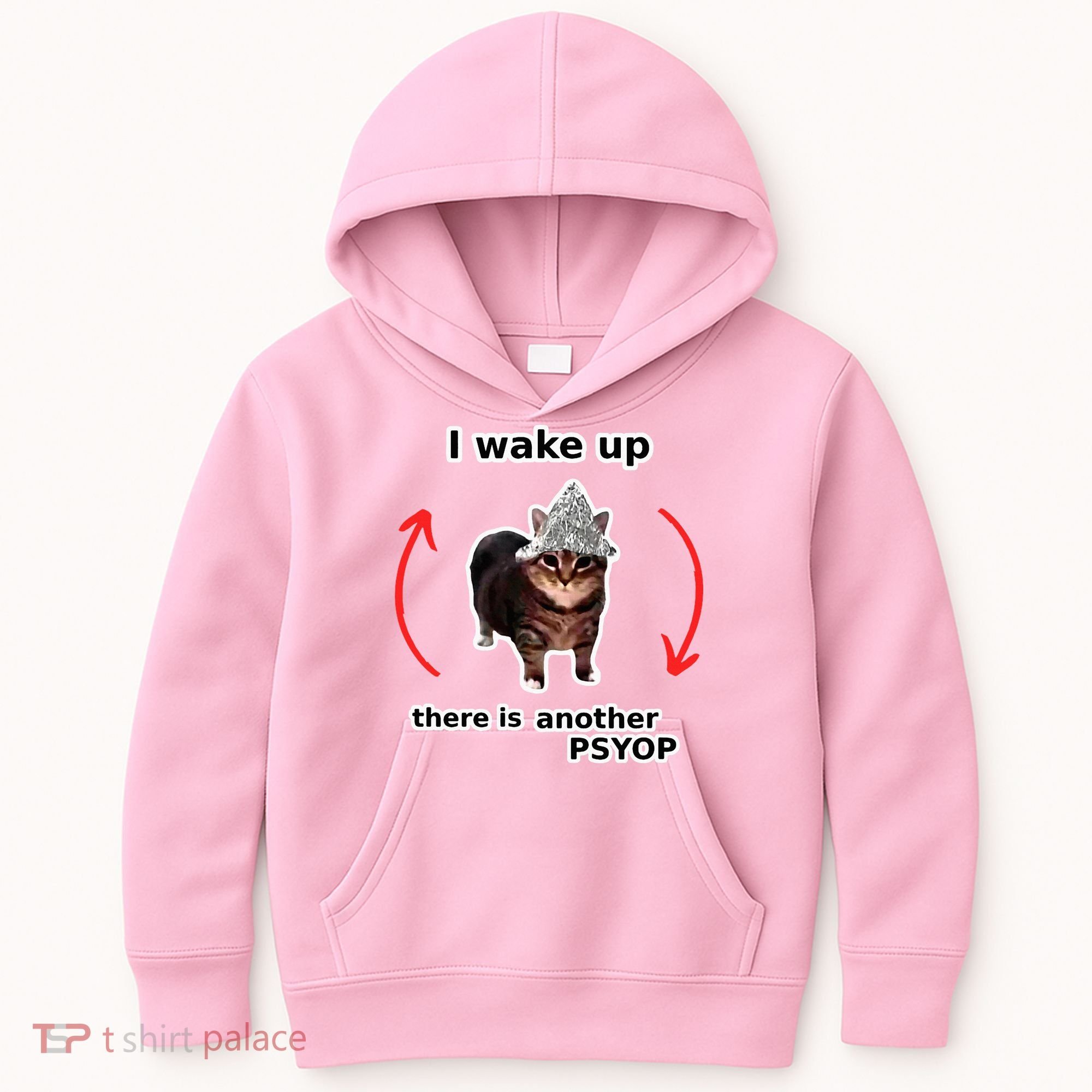 I Wake Up There Is Another Psyop Tin Foil Hat Cat Meme Kids Hoodie