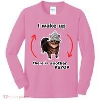 I Wake Up There Is Another Psyop Tin Foil Hat Cat Meme Kids Long Sleeve Shirt thumb 0