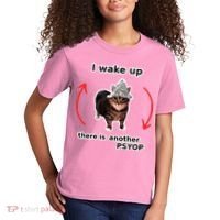 I Wake Up There Is Another Psyop Tin Foil Hat Cat Meme Kids T-Shirt thumb 2