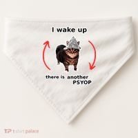 I Wake Up There Is Another Psyop Tin Foil Hat Cat Meme USA-Made Doggie Bandana thumb 0
