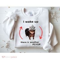 I Wake Up There Is Another Psyop Tin Foil Hat Cat Meme Sweatshirt thumb 2
