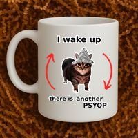 I Wake Up There Is Another Psyop Tin Foil Hat Cat Meme Coffee Mug thumb 2