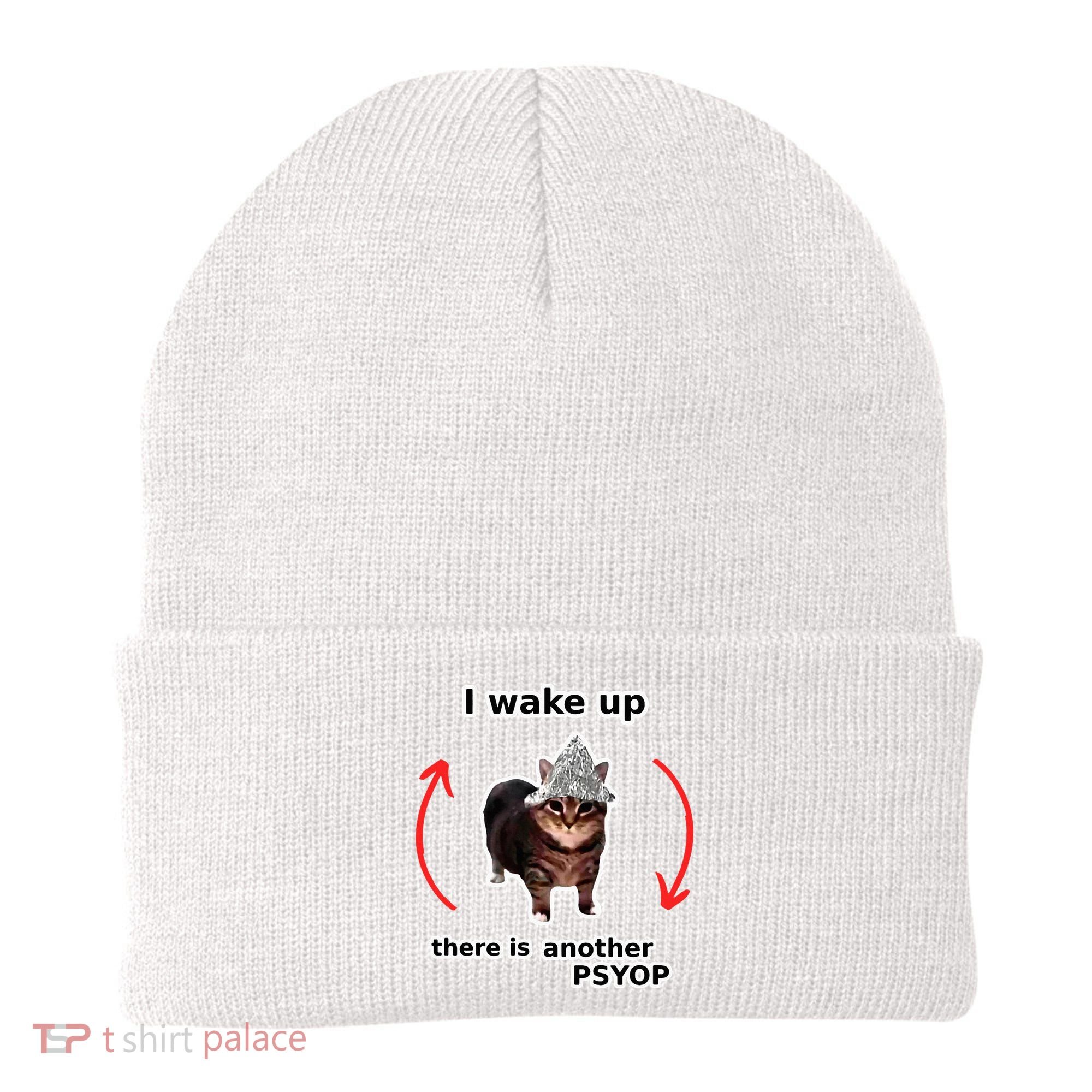 I Wake Up There Is Another Psyop Tin Foil Hat Cat Meme Beanie