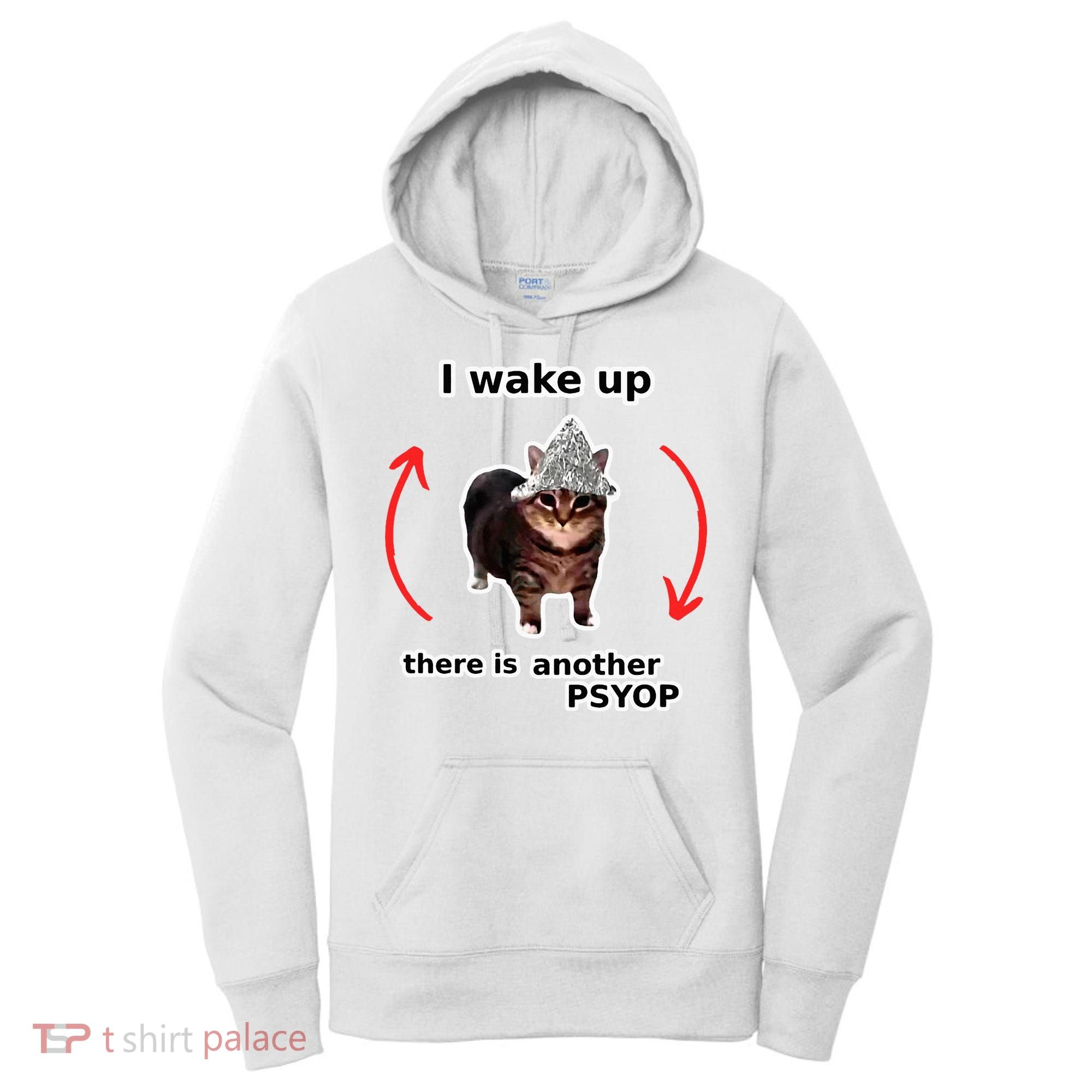I Wake Up There Is Another Psyop Tin Foil Hat Cat Meme Women's Hoodie