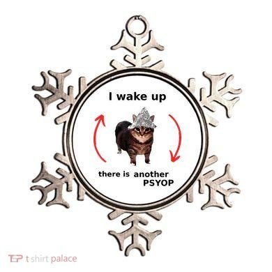 I Wake Up There Is Another Psyop Tin Foil Hat Cat Meme Ornament