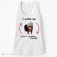 I Wake Up There Is Another Psyop Tin Foil Hat Cat Meme Women's Tank Top thumb 0