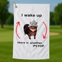 I Wake Up There Is Another Psyop Tin Foil Hat Cat Meme Golf Towel thumb 1