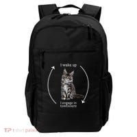 I Wake Up I Engage In Tomfoolery Silly Cat Meme Maine Coon Backpack thumb 0