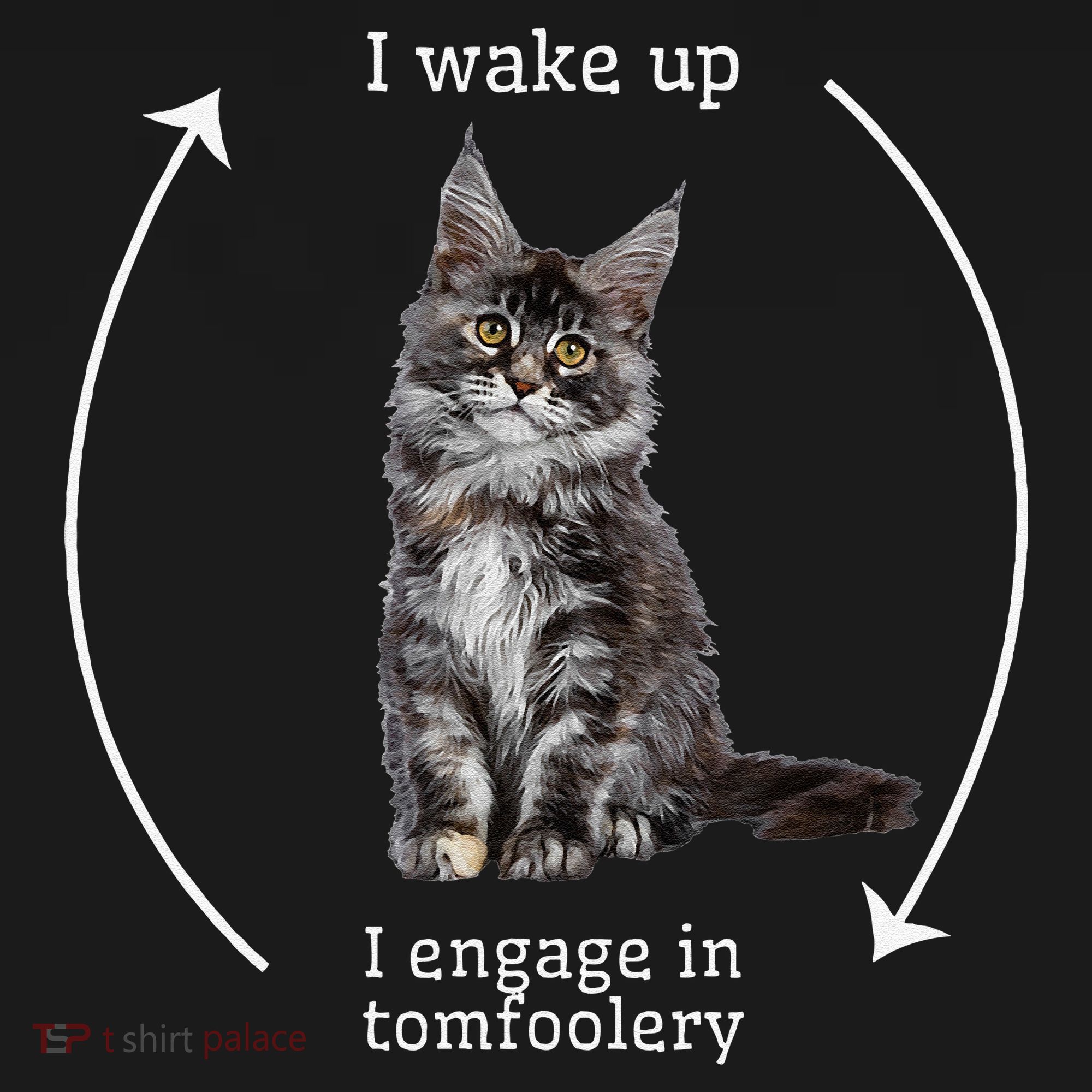 I Wake Up I Engage In Tomfoolery Silly Cat Meme Maine Coon Women's Hoodie