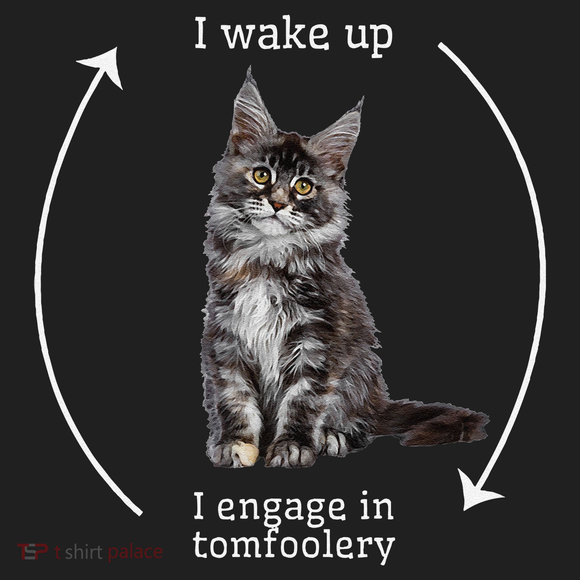 I Wake Up I Engage In Tomfoolery Silly Cat Meme Maine Coon Tumbler