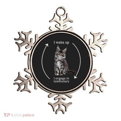 I Wake Up I Engage In Tomfoolery Silly Cat Meme Maine Coon Ornament