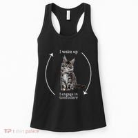 I Wake Up I Engage In Tomfoolery Silly Cat Meme Maine Coon Women's Tank Top thumb 0