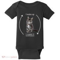 I Wake Up I Engage In Tomfoolery Silly Cat Meme Maine Coon Baby Bodysuit thumb 0