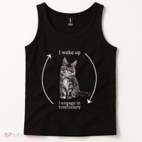 I Wake Up I Engage In Tomfoolery Silly Cat Meme Maine Coon Tank Top thumb 2