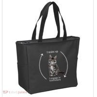 I Wake Up I Engage In Tomfoolery Silly Cat Meme Maine Coon Tote Bag thumb 2