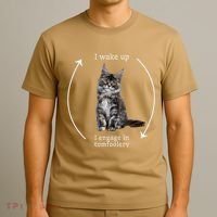 I Wake Up I Engage In Tomfoolery Silly Cat Meme Maine Coon T-Shirt thumb 3
