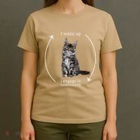 I Wake Up I Engage In Tomfoolery Silly Cat Meme Maine Coon T-Shirt thumb 4