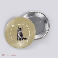 I Wake Up I Engage In Tomfoolery Silly Cat Meme Maine Coon Button thumb 0