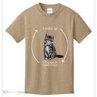 I Wake Up I Engage In Tomfoolery Silly Cat Meme Maine Coon Kids T-Shirt thumb 0