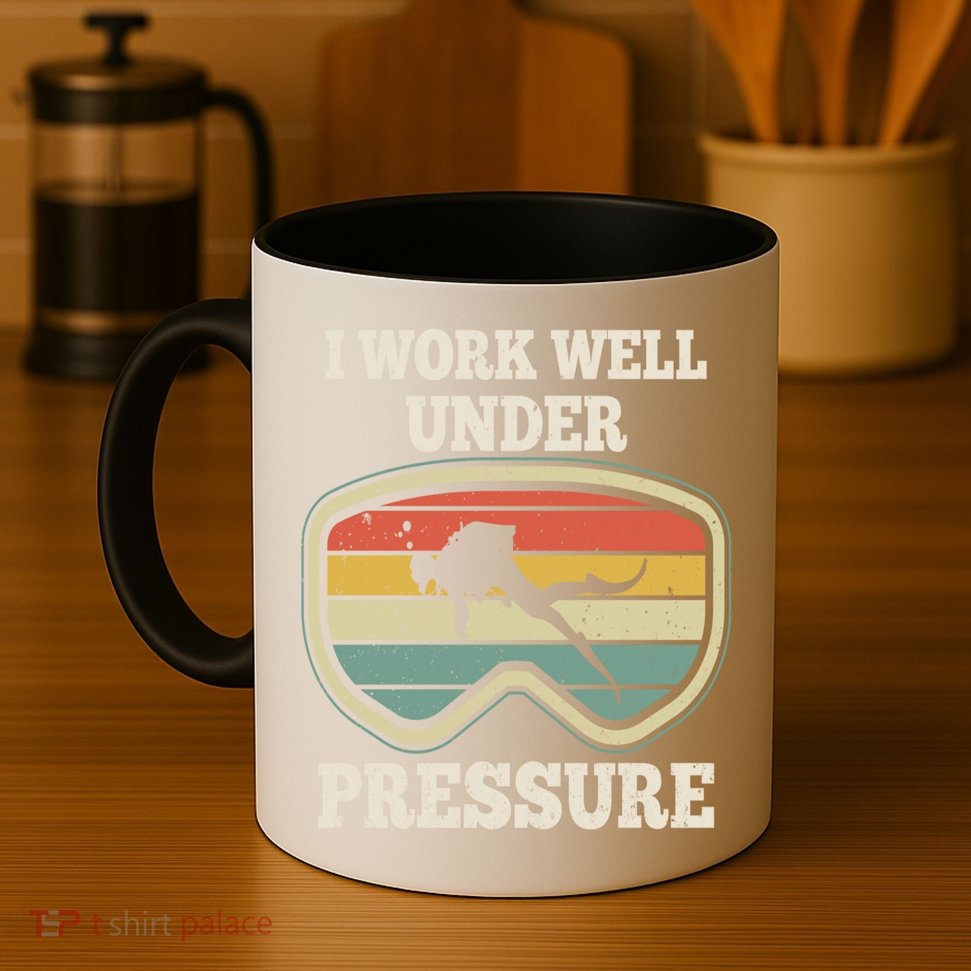 I Work Well Pressure Distressed Scuba Diving Diver Coffee Mug