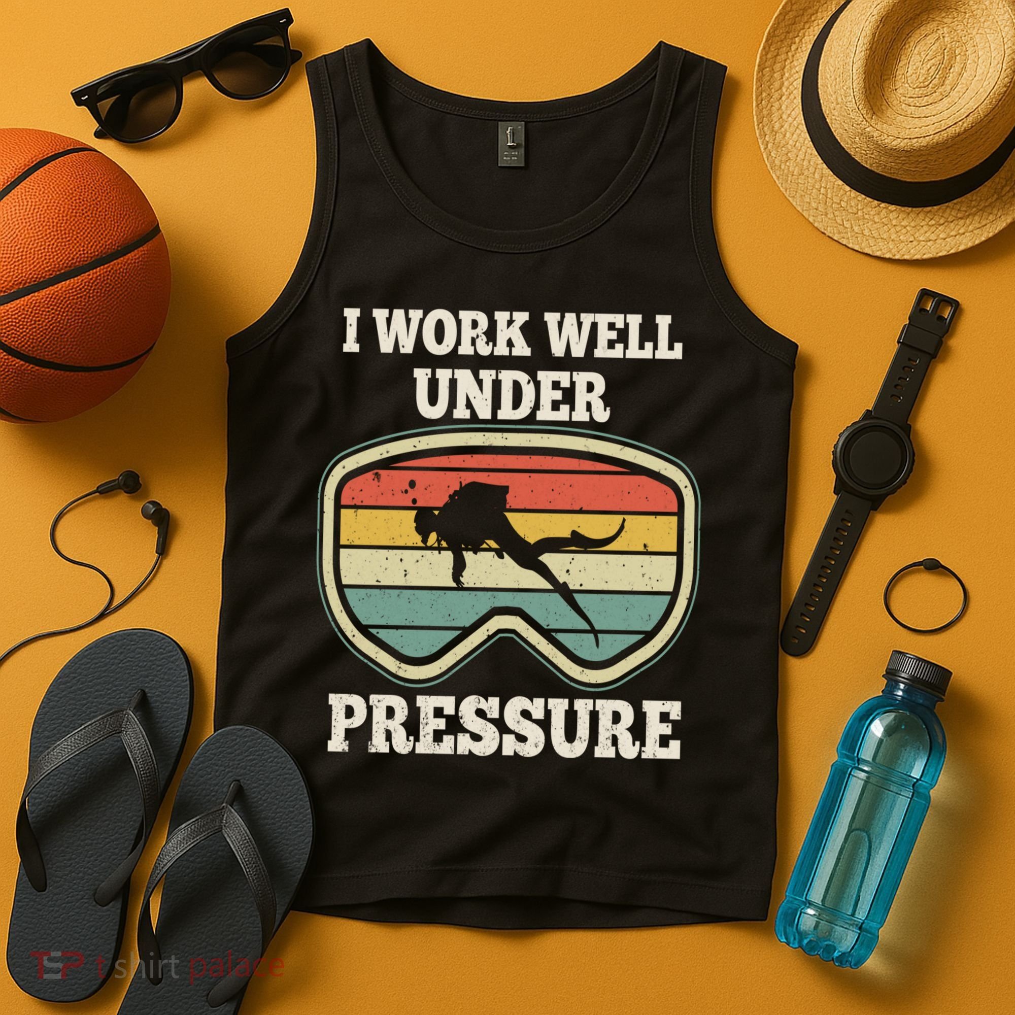 I Work Well Pressure Distressed Scuba Diving Diver Tank Top