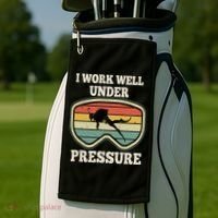 I Work Well Pressure Distressed Scuba Diving Diver Golf Towel thumb 2