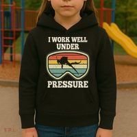 I Work Well Pressure Distressed Scuba Diving Diver Kids Hoodie thumb 3