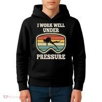 I Work Well Pressure Distressed Scuba Diving Diver Kids Hoodie thumb 4