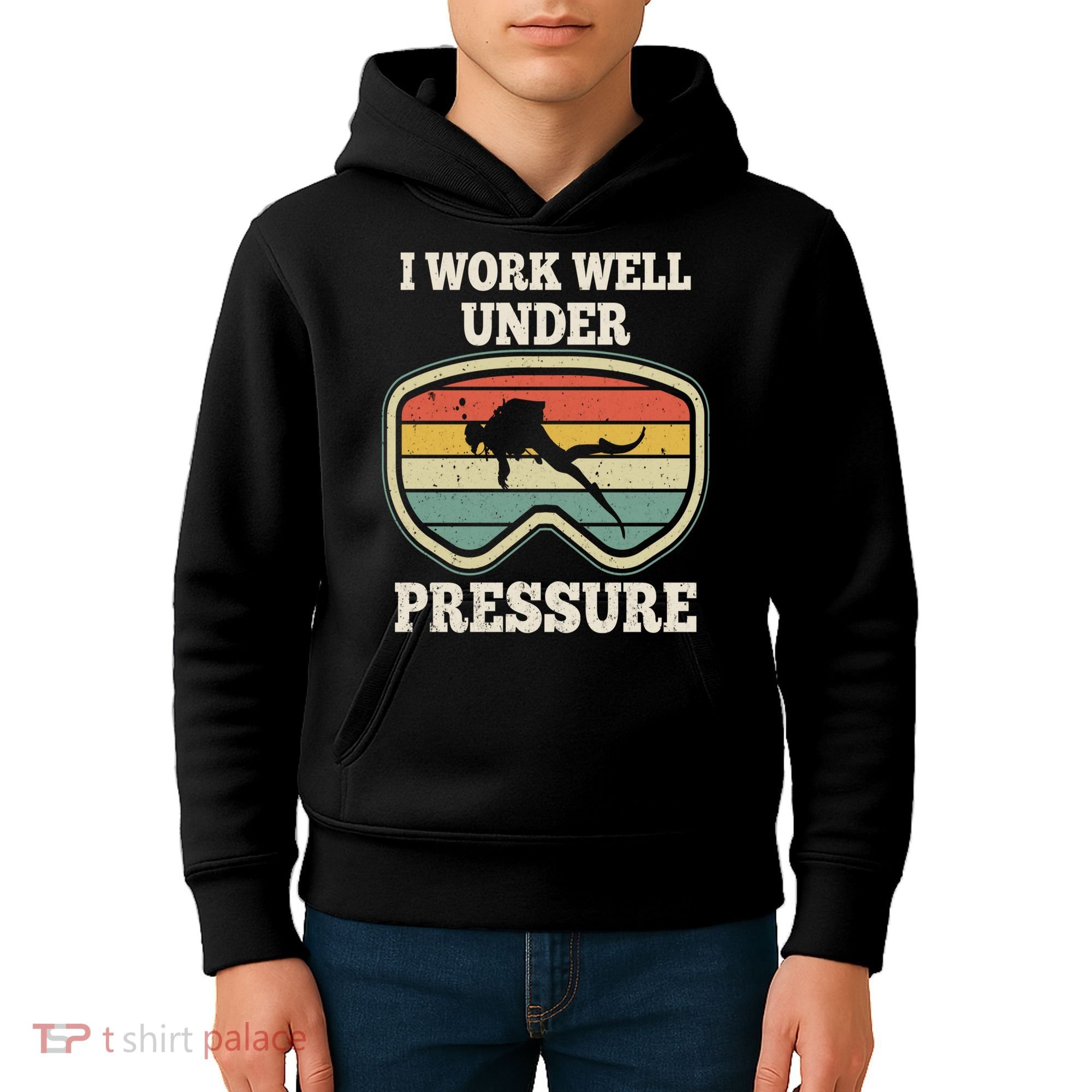 I Work Well Pressure Distressed Scuba Diving Diver Kids Hoodie