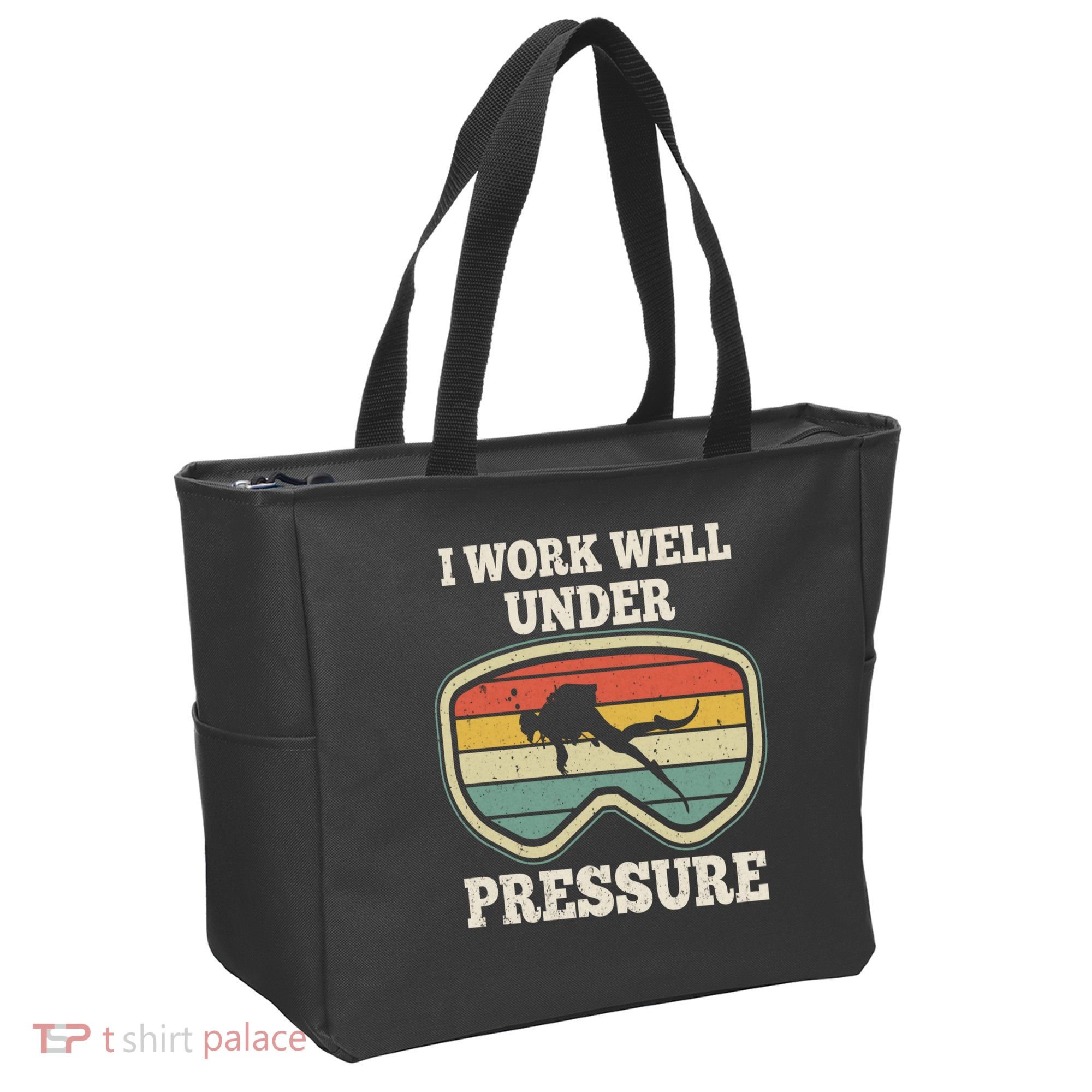 I Work Well Pressure Distressed Scuba Diving Diver Tote Bag