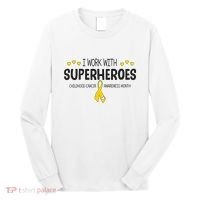 I Work With Superheroes Childhood Cancer Awareness Month Long Sleeve Shirt thumb 0