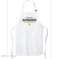 I Work With Superheroes Childhood Cancer Awareness Month Apron thumb 0